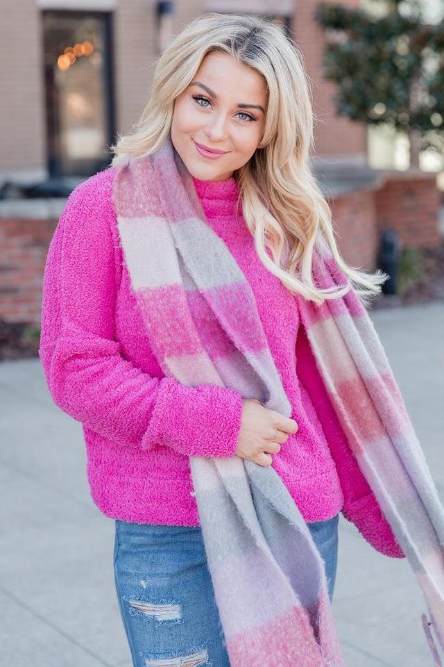 Timeless Tales Pink Fuzzy Mock Neck Sweater FINAL SALE Product Image