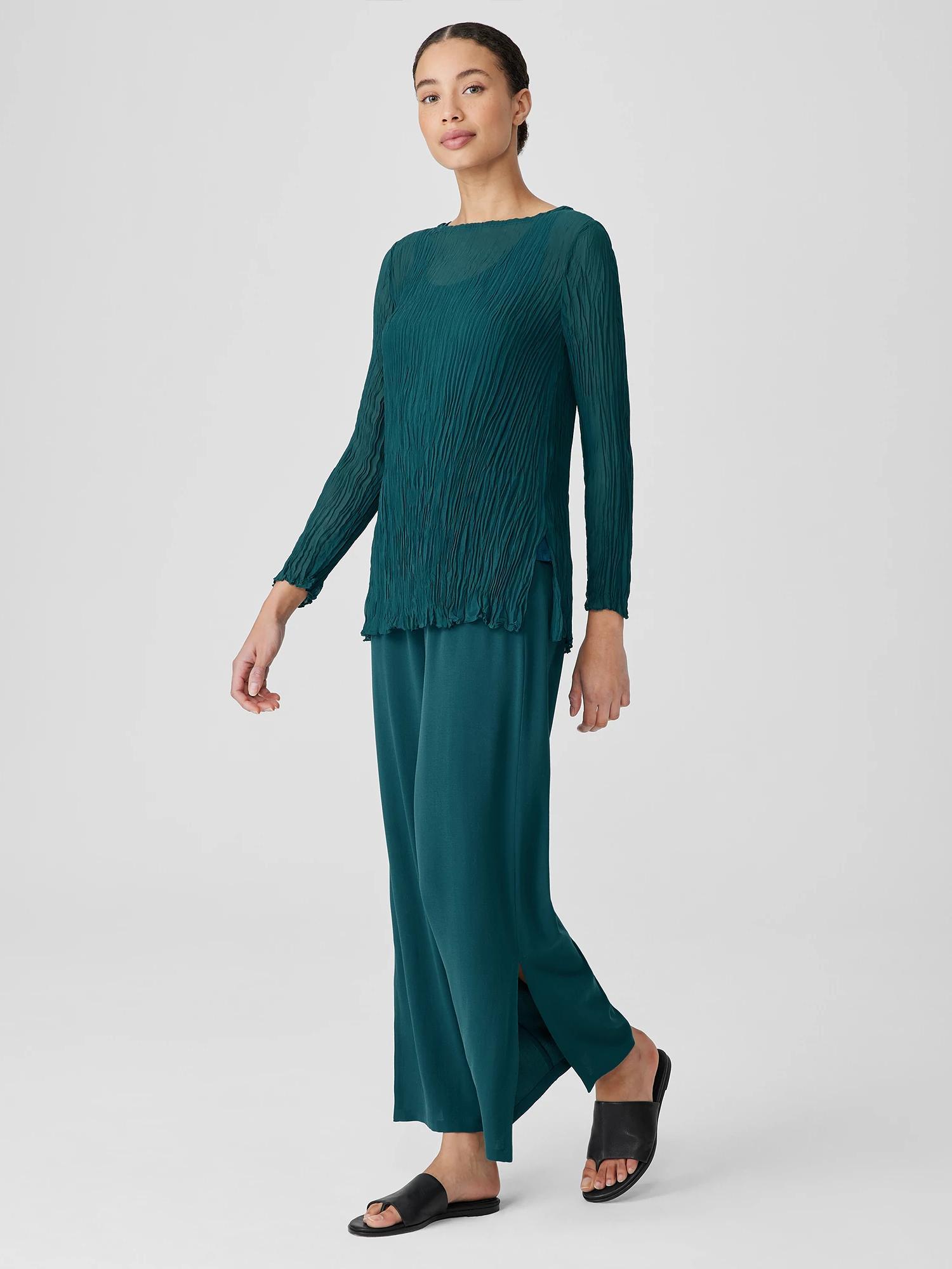 EILEEN FISHER Silk Georgette Crepe Pant with Slitsfemale Product Image