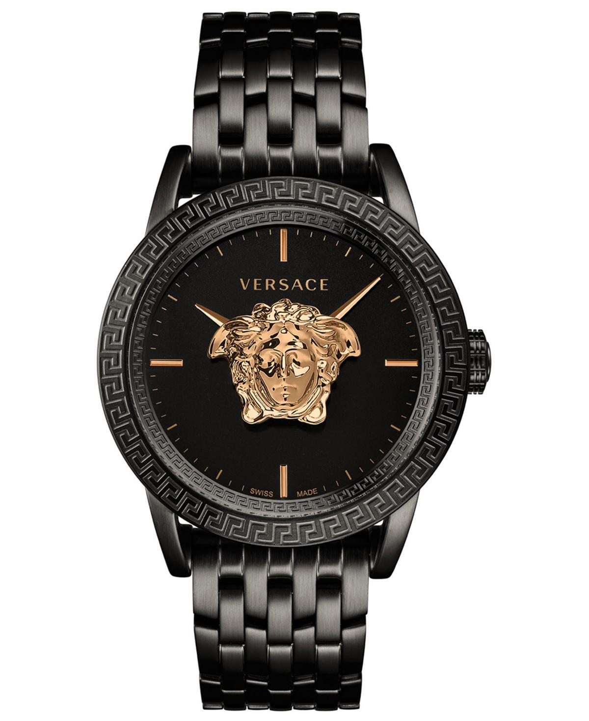 Versace Mens Swiss Palazzo Empire Black Ion-Plated Stainless Steel Bracelet Watch 43mm - Black Product Image