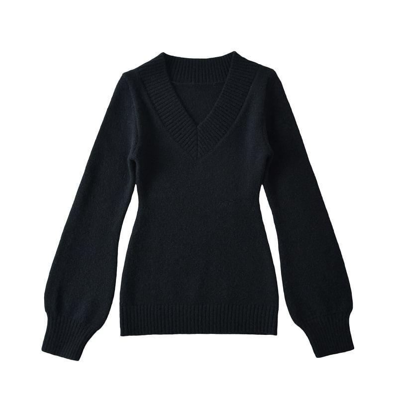 V-Neck Plain Sweater product image