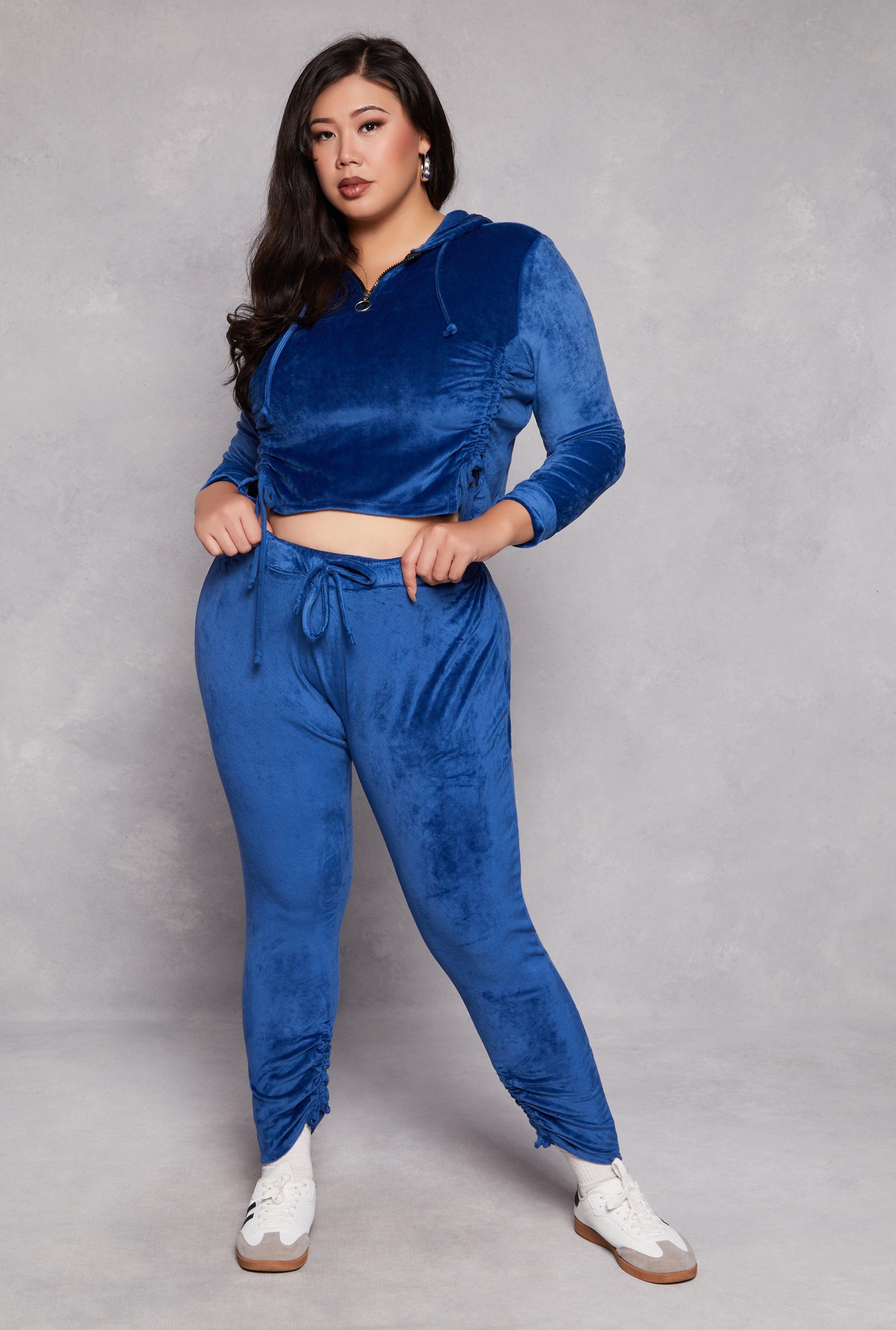 Womens Plus Size Velour Ruched Leg Sweatpants Product Image