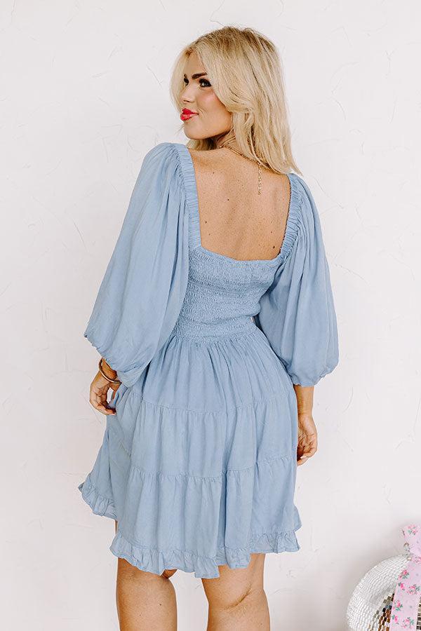 Whispering Muse Smocked Mini Dress In Sky Blue Curves Product Image