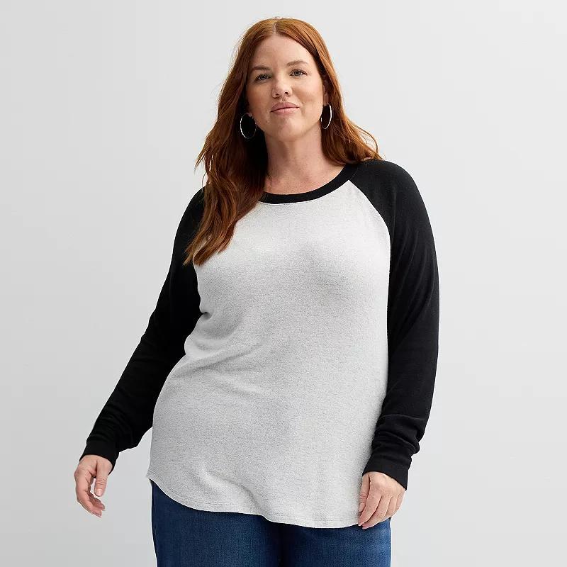 Plus Size Sonoma Goods For Life Cozy Baseball Pullover, Womens Product Image