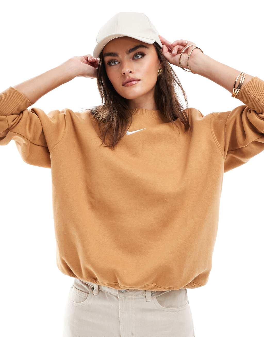 Nike Phoenix Fleece oversized sweatshirt in tan Product Image