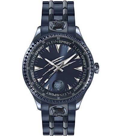 Plein Sport Mens Lineman Three Hand Quartz Blue Stainless Steel 45MM - Blue Product Image