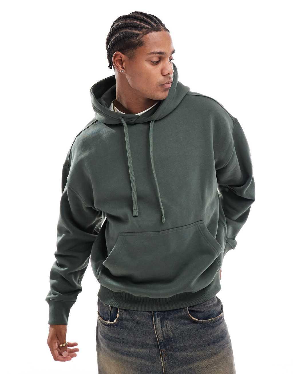 Pull&Bear basic hoodie in green product image