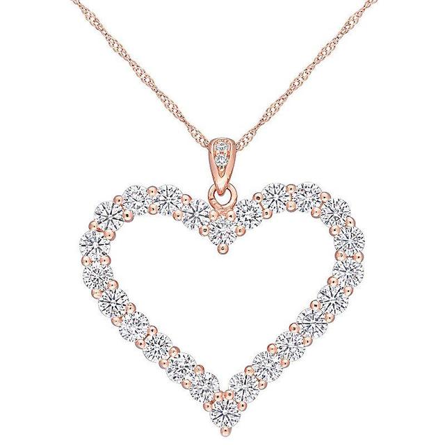 Stella Grace 18k Rose Gold Over Silver 2 2/5 Carat T.W. Lab Created Moissanite Heart Pendant Necklace, Womens Pink Tone Product Image