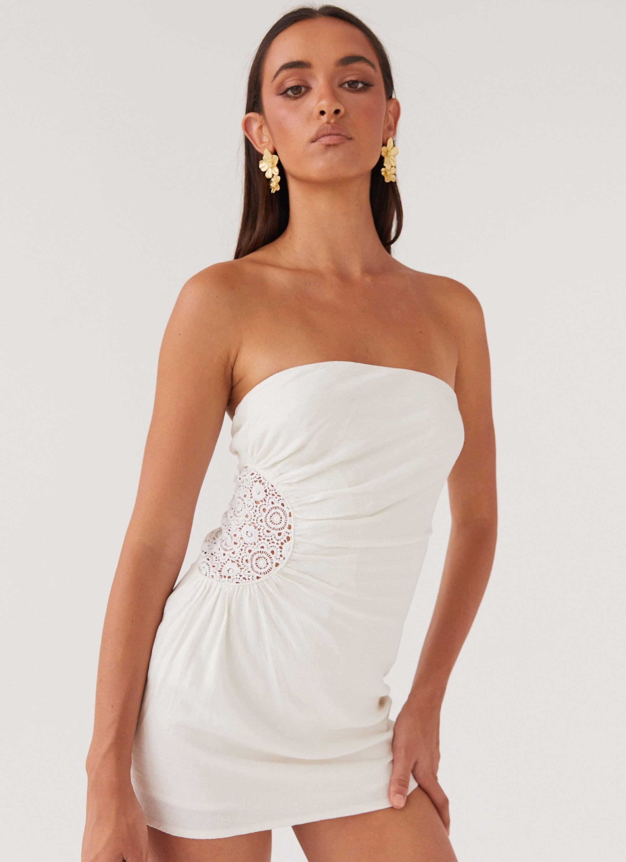 Palm Island Tube Mini Dress - White Product Image