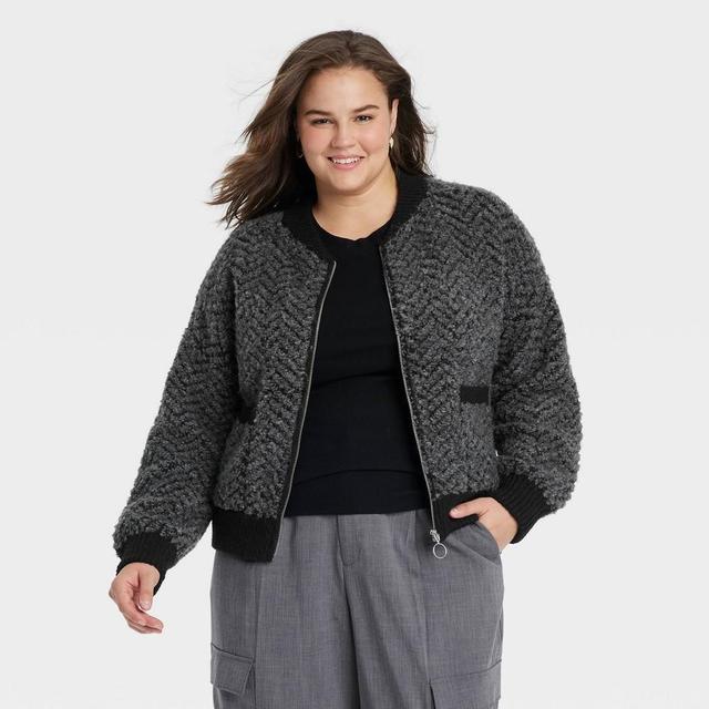 Womens Lady Bomber Jacket - A New Day Charcoal 3X Product Image