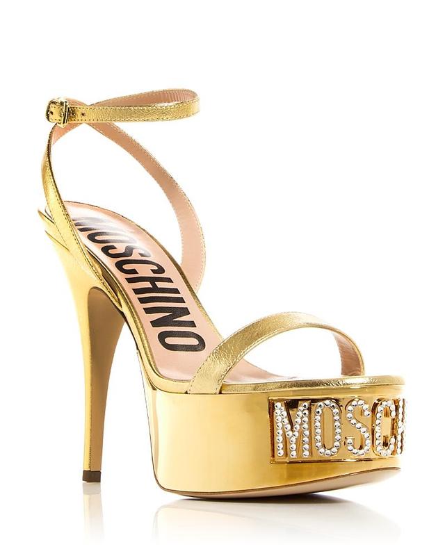 Moschino Womens Logo Embellished Platform High Heel Sandals Product Image