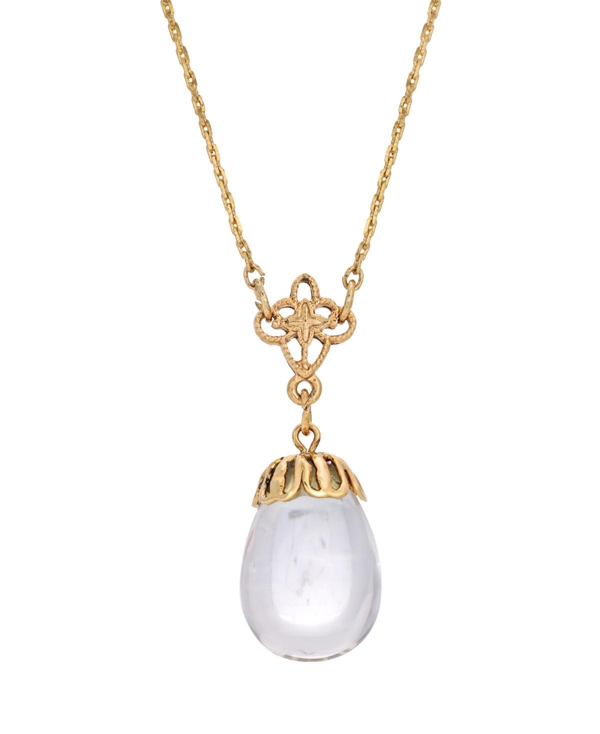 1928 14k Gold Dipped Clear Egg Pendant Drop Necklace, Womens Multicolor Product Image