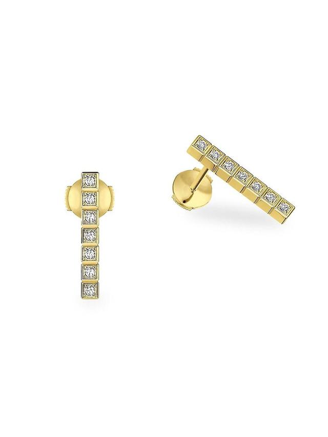 Ice Cube Diamond & 18K Yellow Gold Earrings Product Image