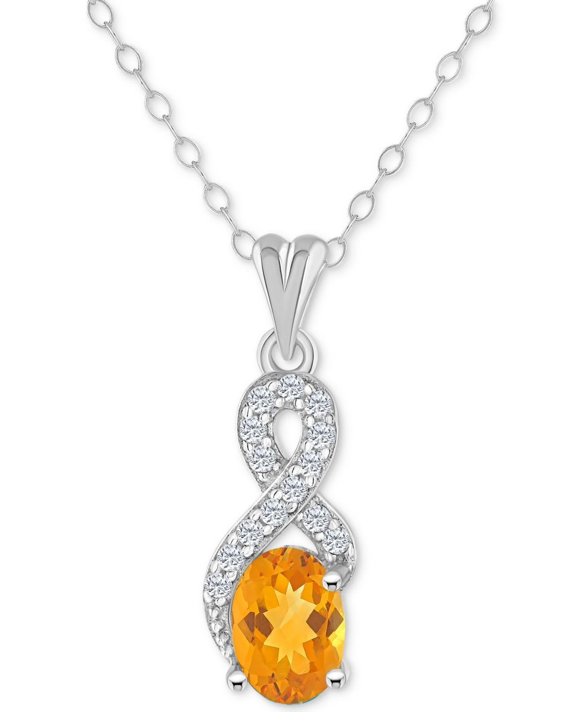 Celebration Gems Sterling Silver Citrine & White Topaz Accent Pendant, Womens Orange Product Image