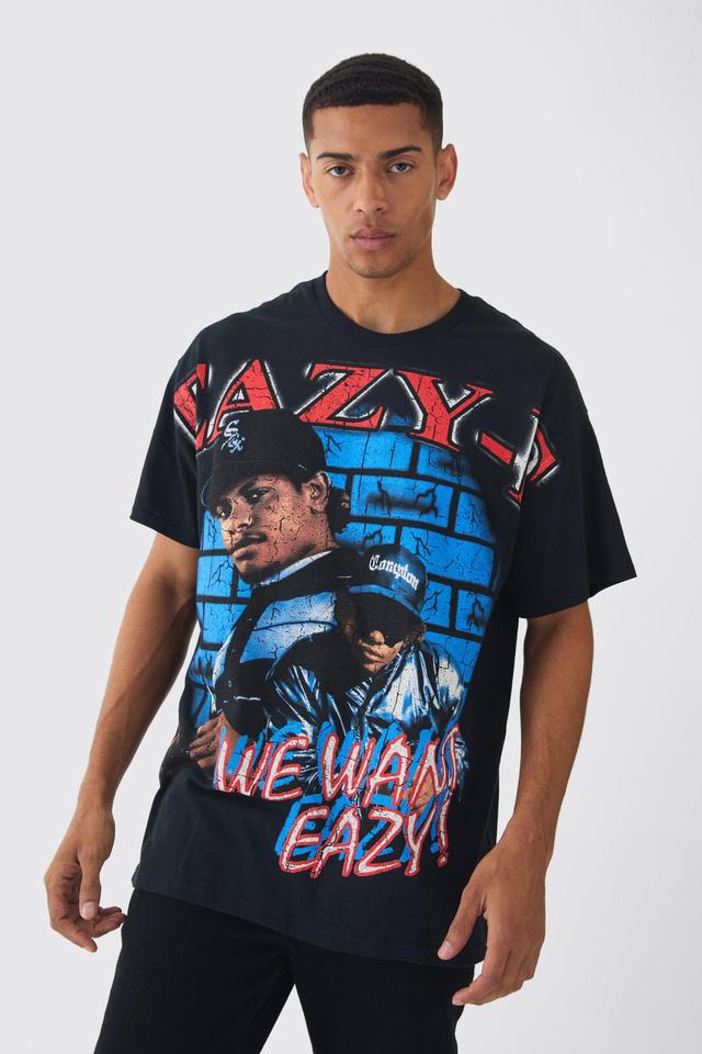 Oversized Eazy E Large Scale License Print T-Shirt | boohooMAN USA Product Image