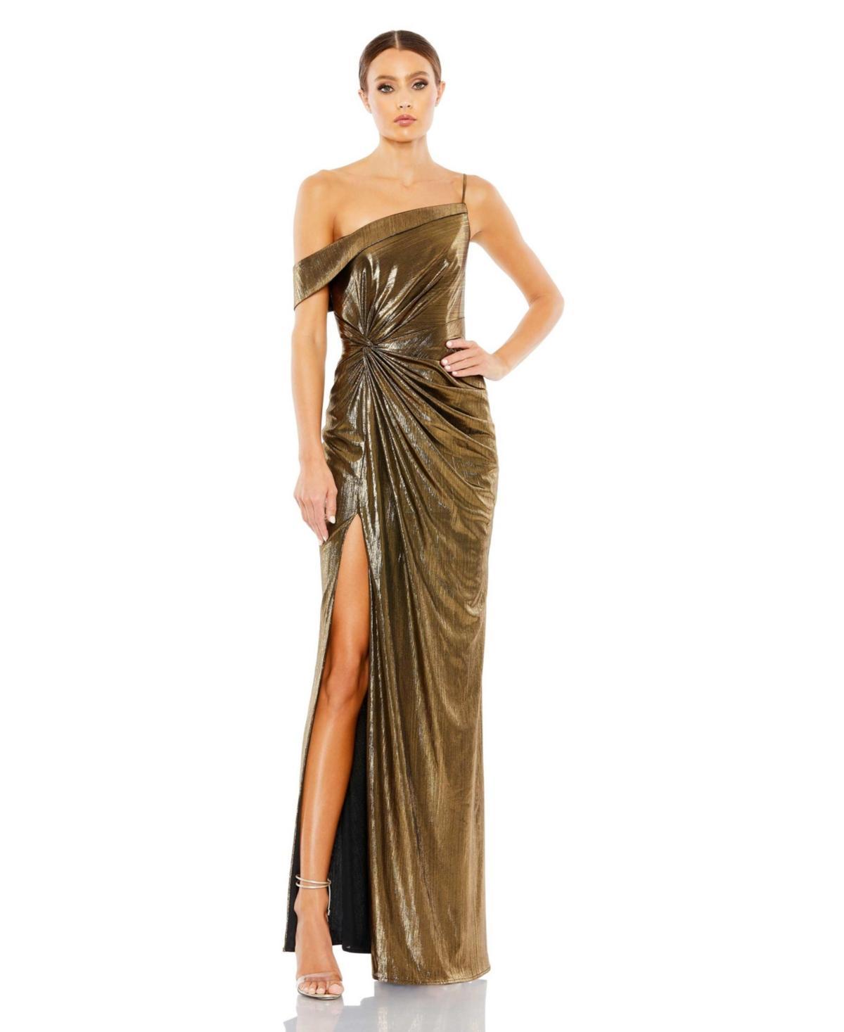 Womens Metallic Wrap Gown Product Image