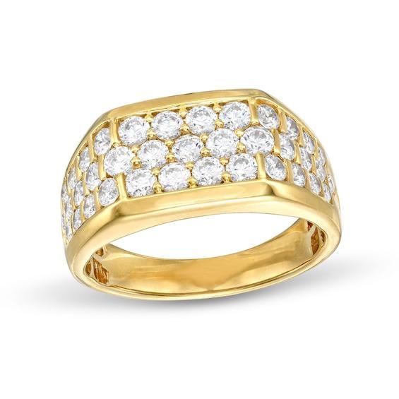 Men's 2 CT. T.w. Certified Lab-Created Diamond Triple Row Squared Ring in 14K Gold (F/Si2) Product Image