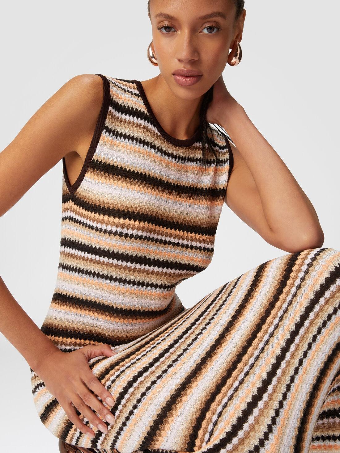 Sleeveless midi dress in striped wool and viscose Multicoloured | Missoni Product Image