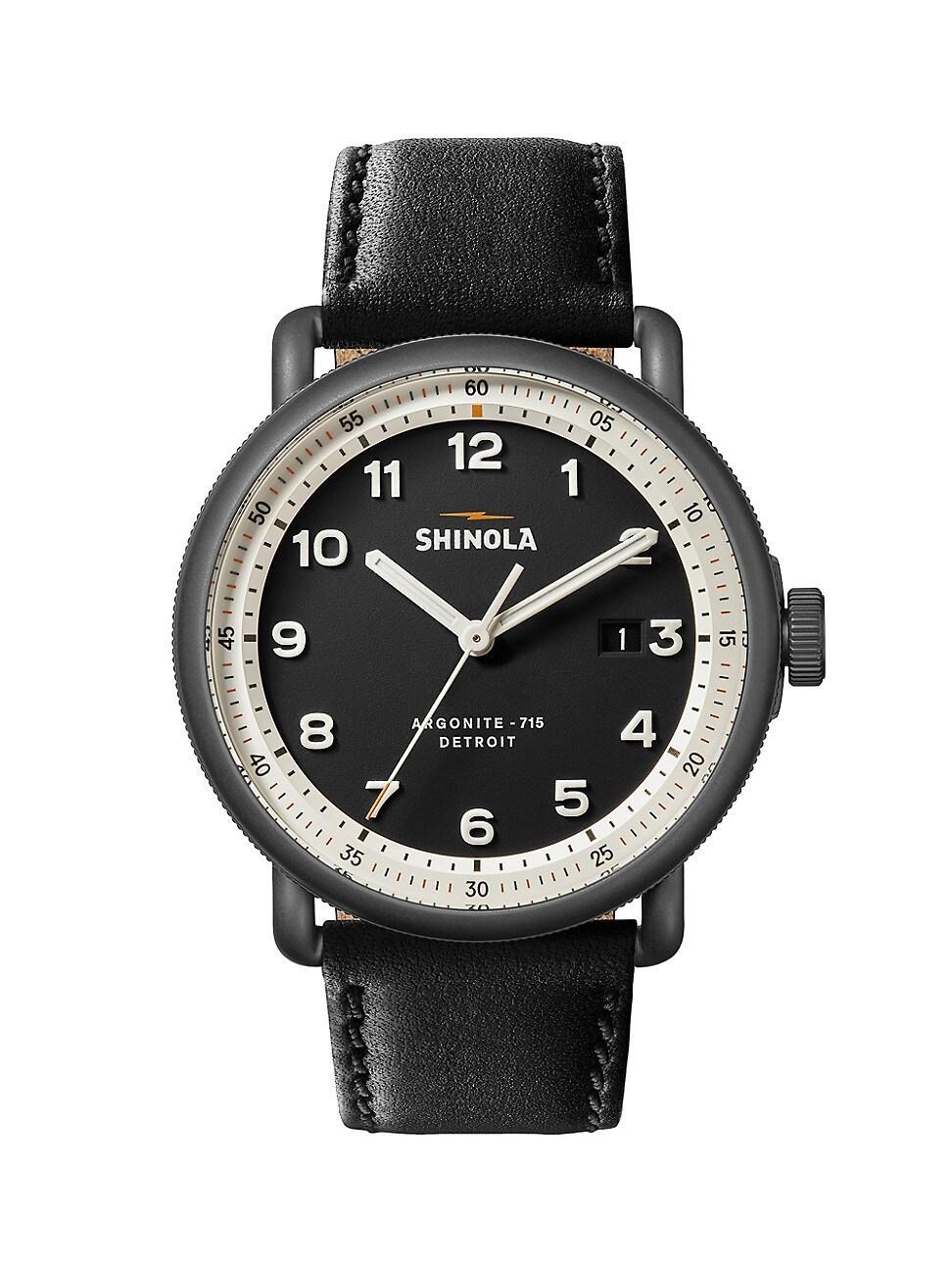 Shinola The Canfield Model C56 Leather Strap Watch, 43mm Product Image