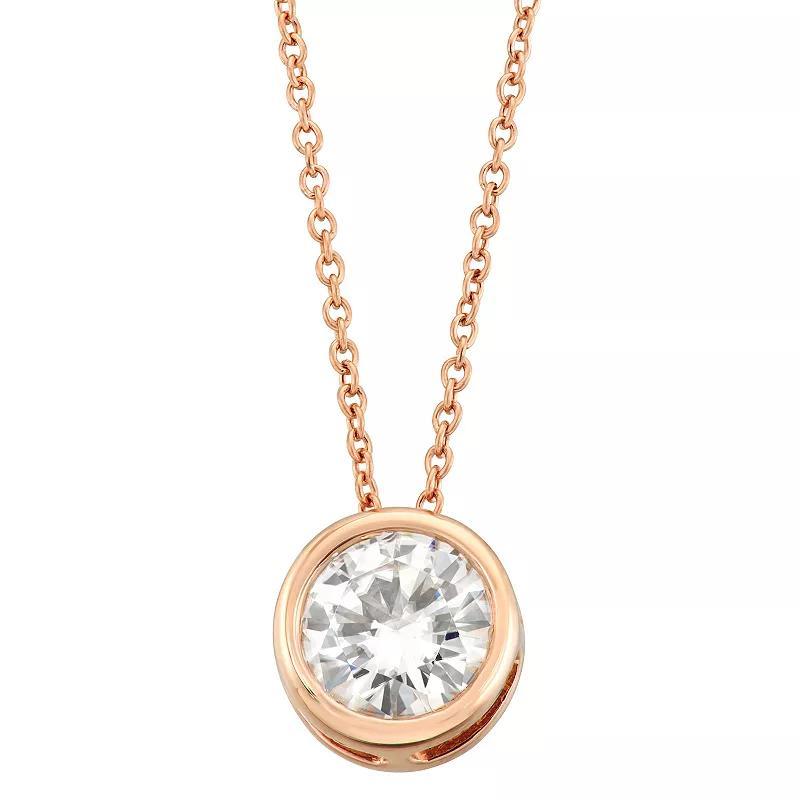 Charles & Colvard 14k Rose Gold 1 Carat T.W. Lab-Created Moissanite Bezel Pendant, Womens Product Image