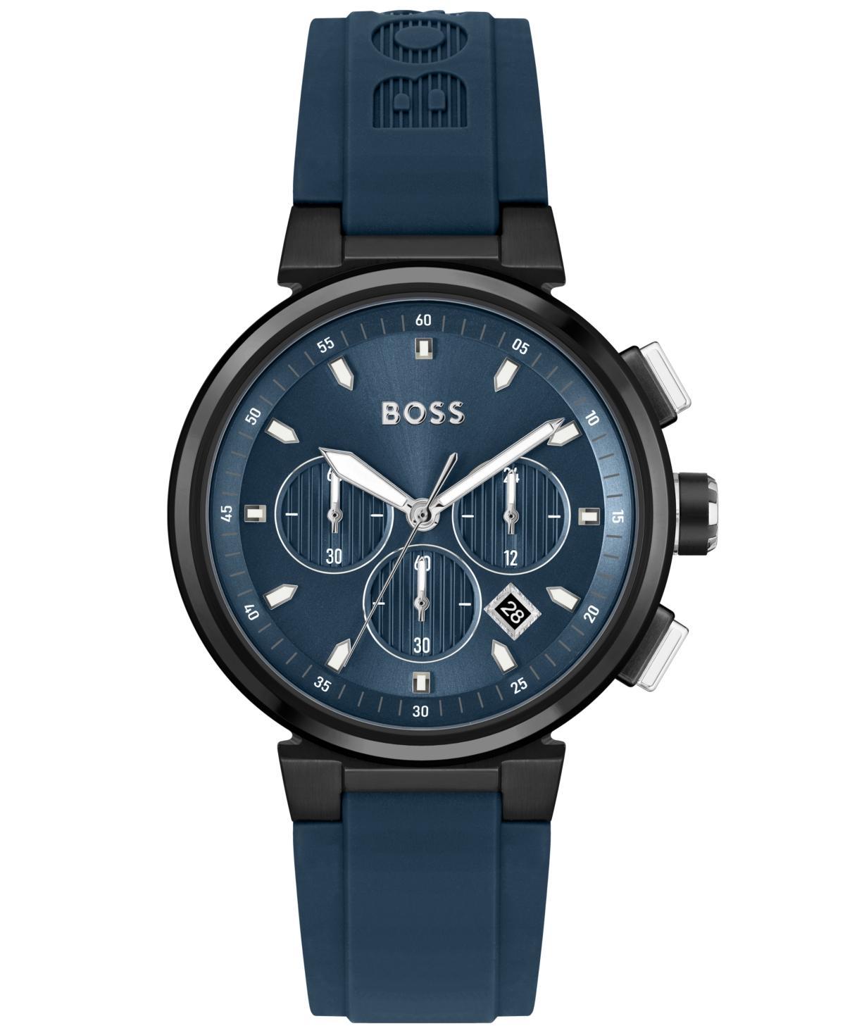 Hugo Boss Mens One Blue Silicone Strap Watch, 44mm Product Image