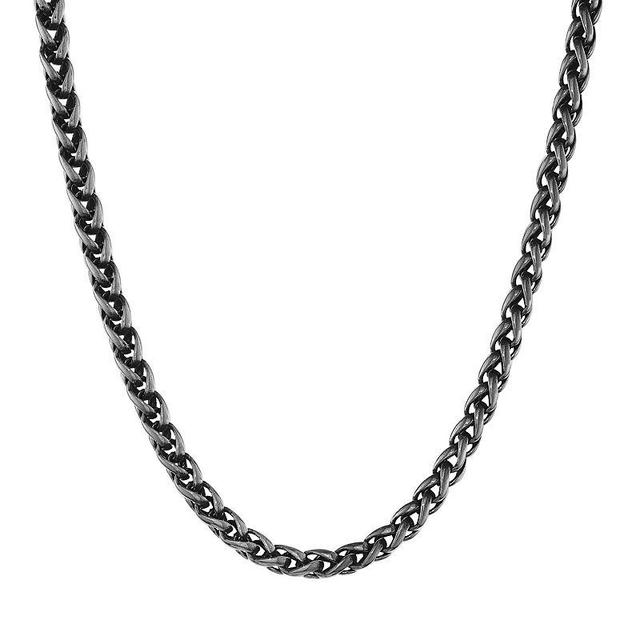 LYNX Black Ion-Plated Stainless Steel Wheat Chain Necklace - 24 in. - Men, Mens Product Image