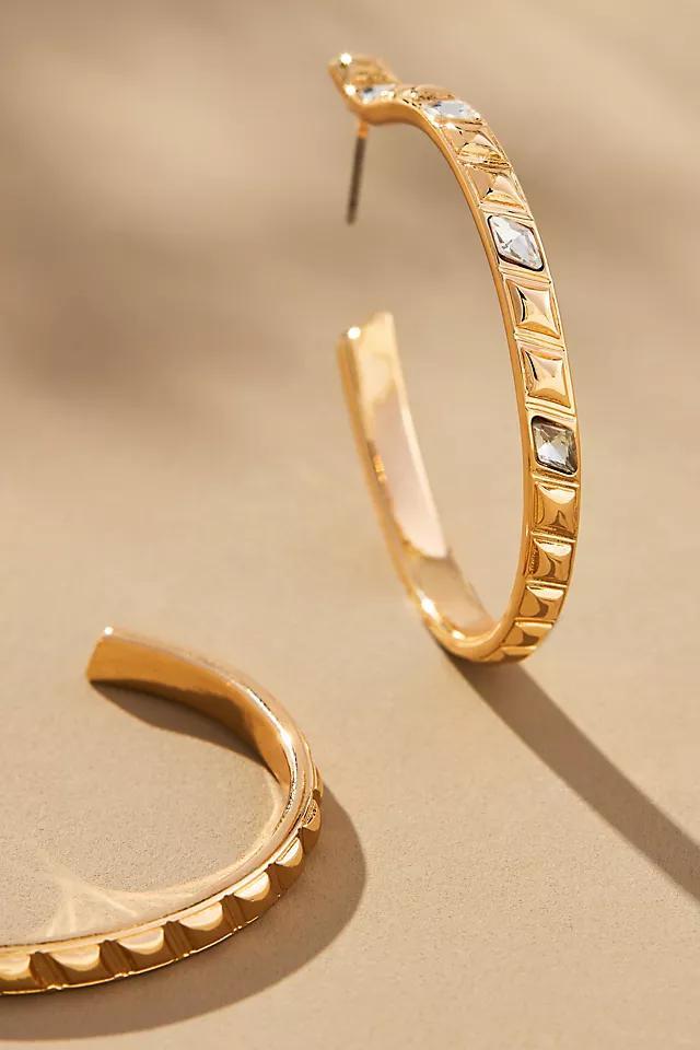 Large Ribbed Crystal Hoop Earrings Product Image