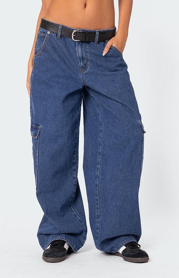 Edikted Womens Super Oversized Belted Boyfriend Jeans Product Image