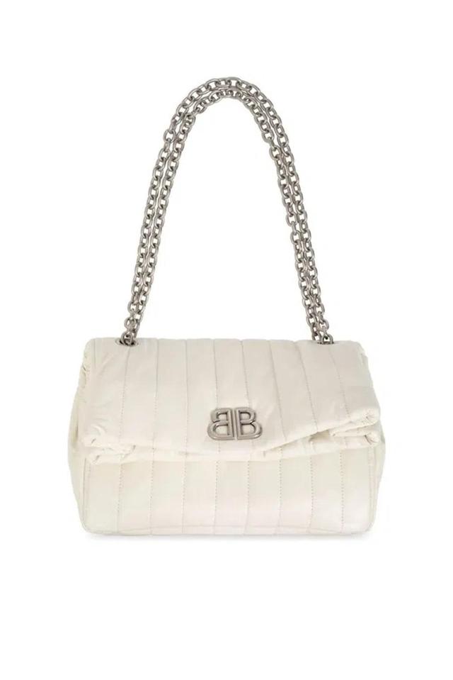 BALENCIAGA Small Monaco Quilted Shoulder Bag In White Product Image