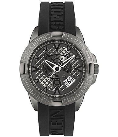 Plein Sport Mens Touchdown Black Silicone Strap Watch 44mm - Black Product Image