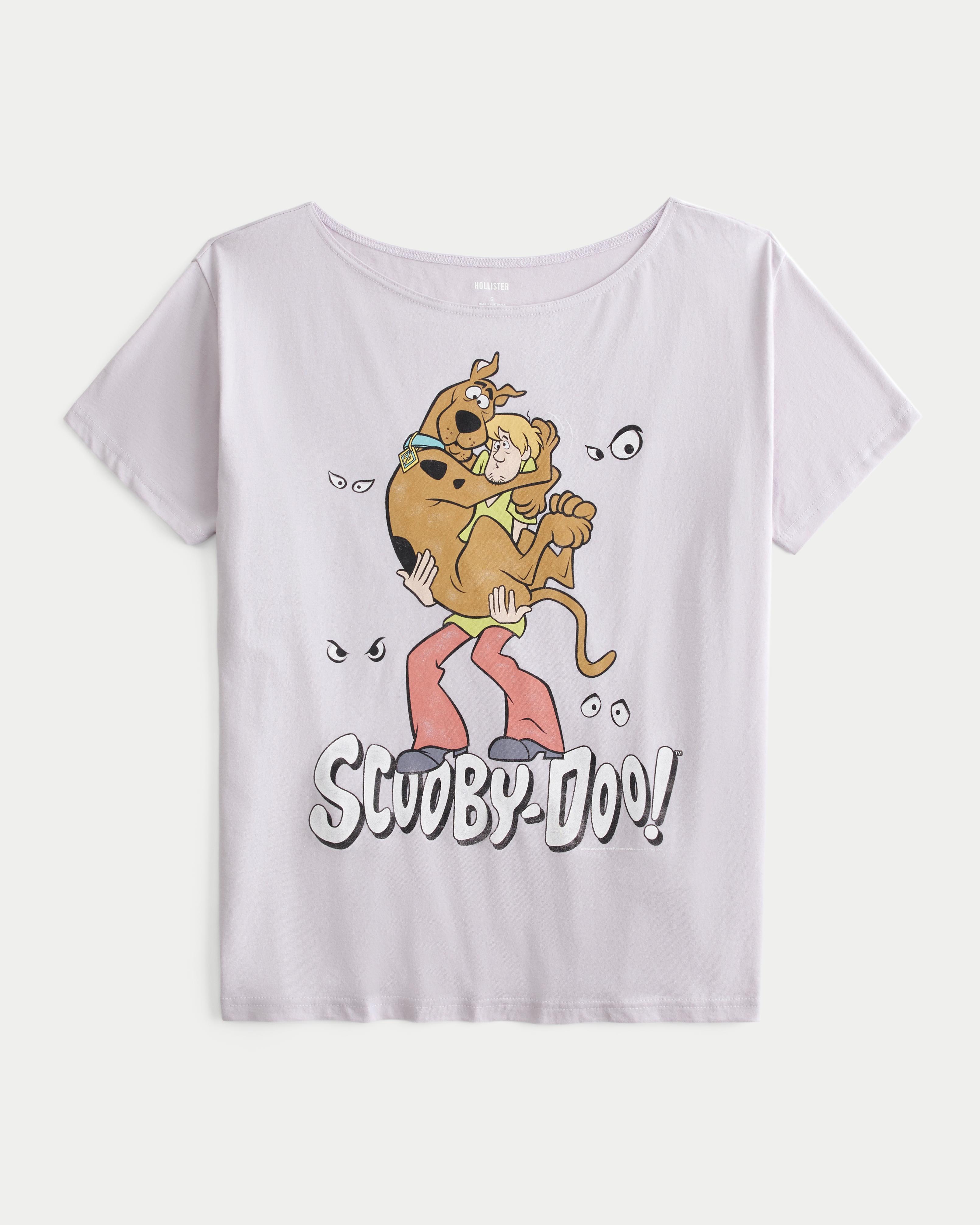 Oversized Off-the-Shoulder Scooby-Doo Graphic Tee Product Image