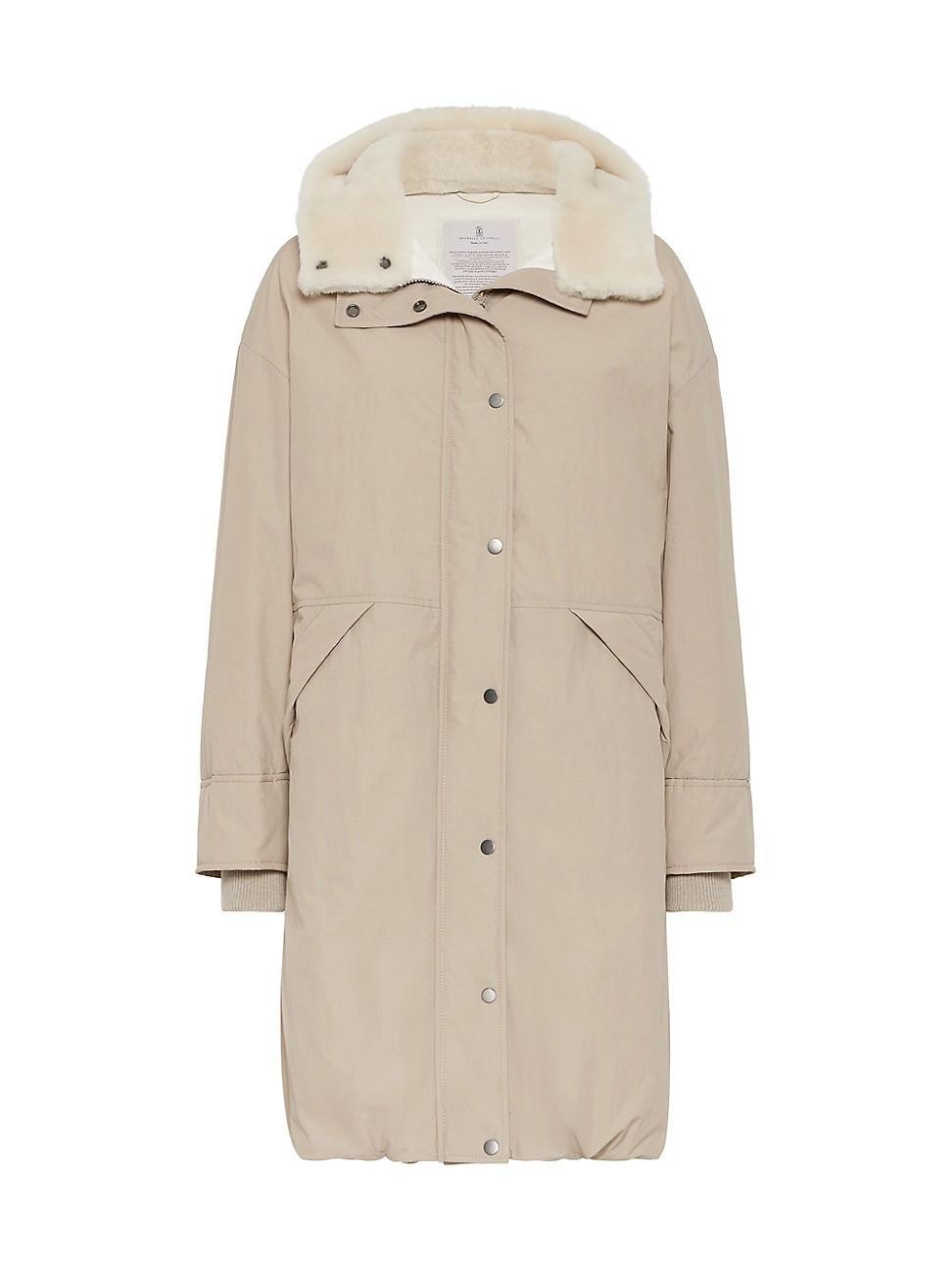 Womens Water Resistant Techno Cotton Down Parka with Detachable Shearling Insert Product Image