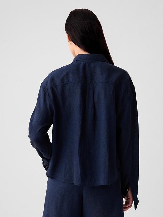 Oversized Linen Cropped Shirt Product Image