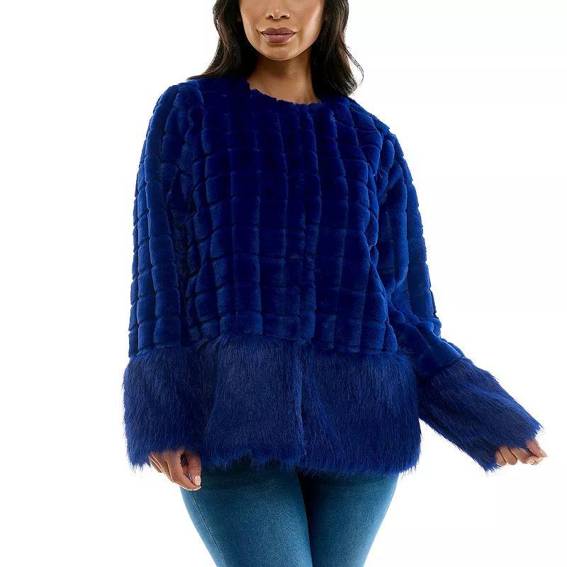 Womens Nina Leonard Mixed Stripe Faux Fur Bolero Product Image