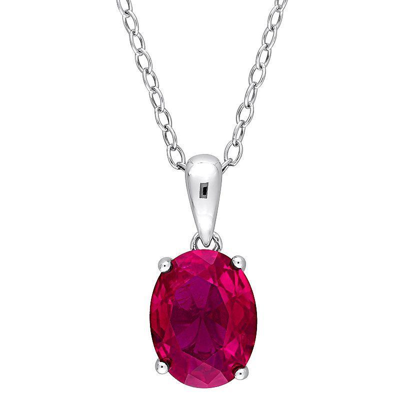 Stella Grace Sterling Silver & Gemstone Oval Stud Pendant Necklace, Womens Created Red Product Image