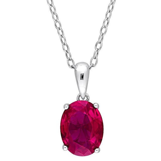 Stella Grace Sterling Silver & Gemstone Oval Stud Pendant Necklace, Womens Red Product Image