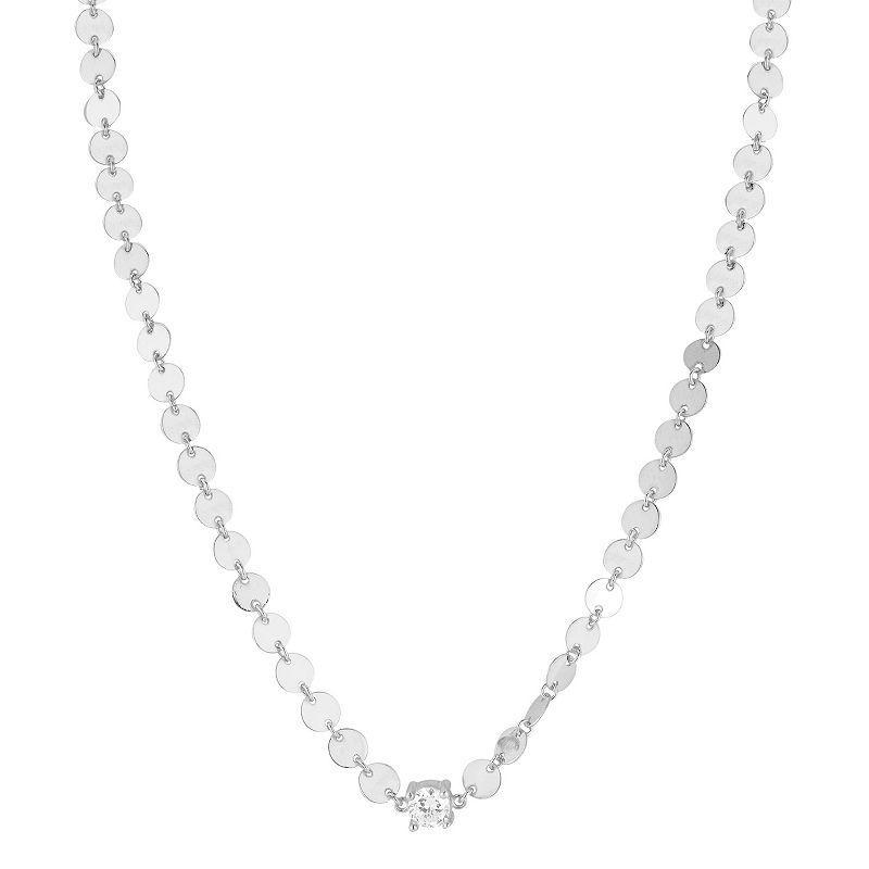 Sunkissed Sterling Cubic Zirconia Mirror Chain Necklace, Womens, Silver Product Image