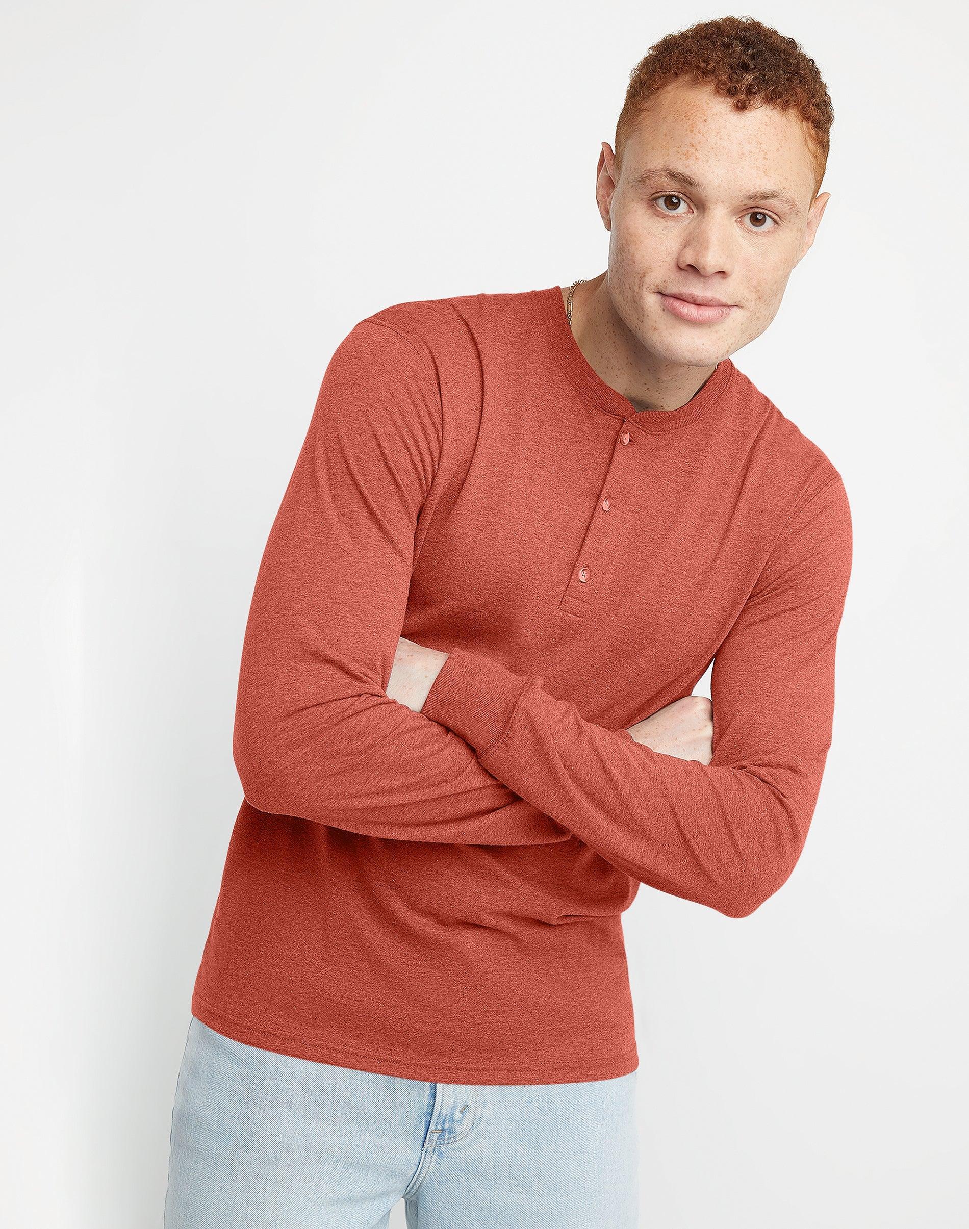 Mens Hanes Originals Tri-Blend Henley White Product Image