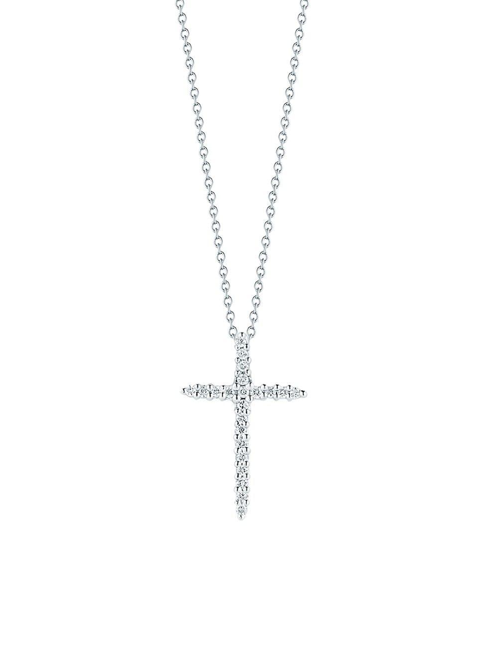 Womens Tiny Treasures 18K Yellow Gold & Diamond Cross Pendant Necklace Product Image