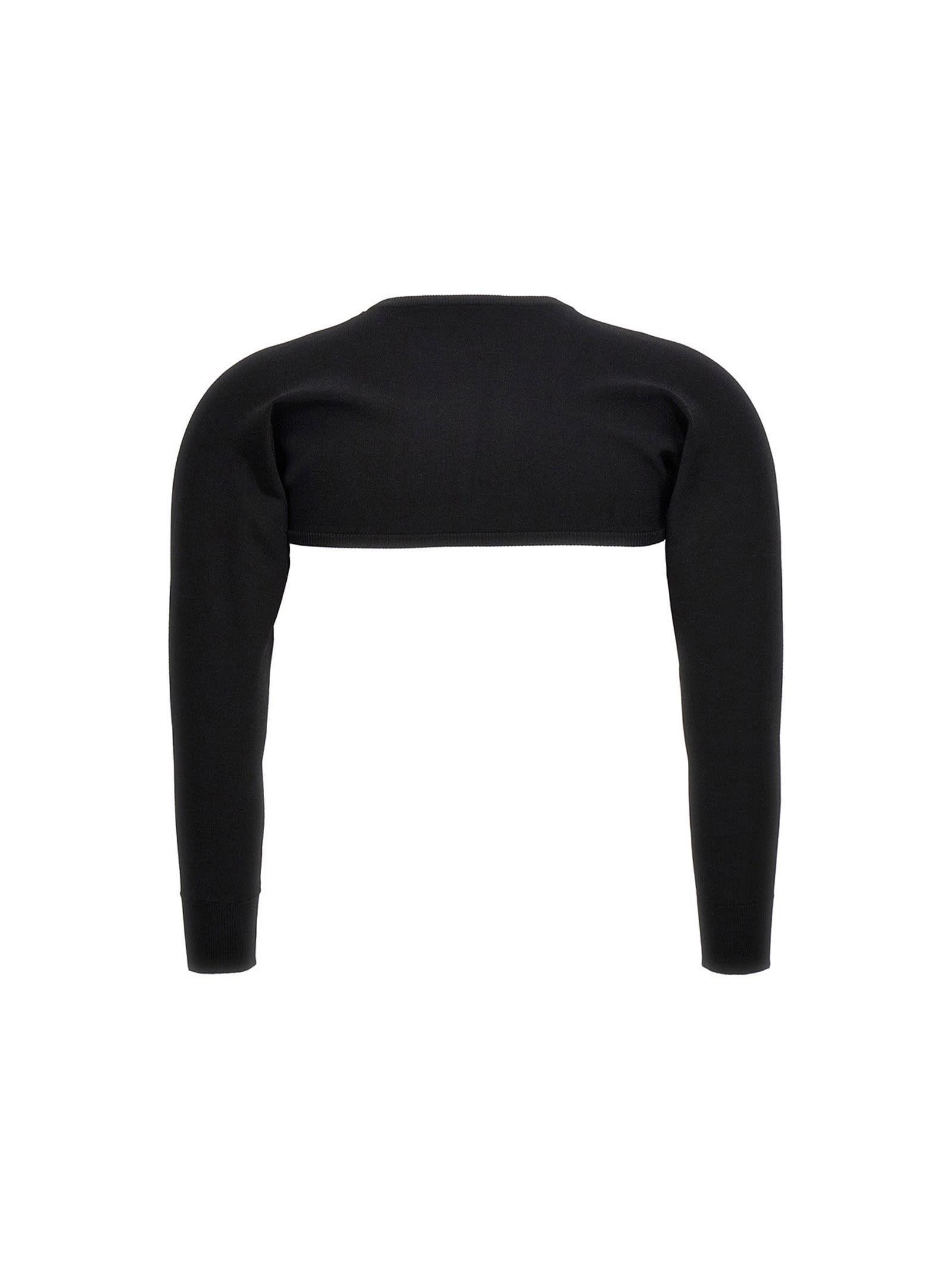 DOLCE & GABBANA Quarter-length Sleeve Cropped Cardigan In Nero Product Image