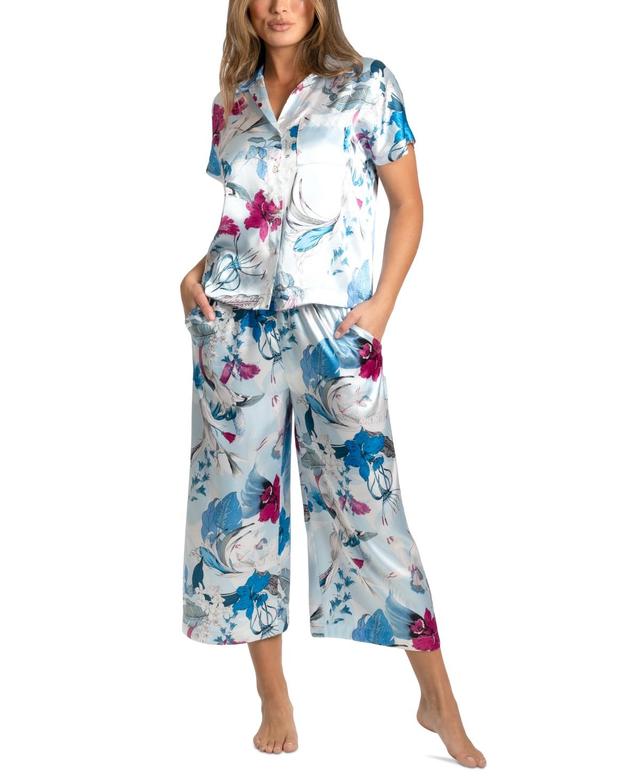 Women's 2-Pc. Ayanna Cropped Satin Pajamas Set Product Image