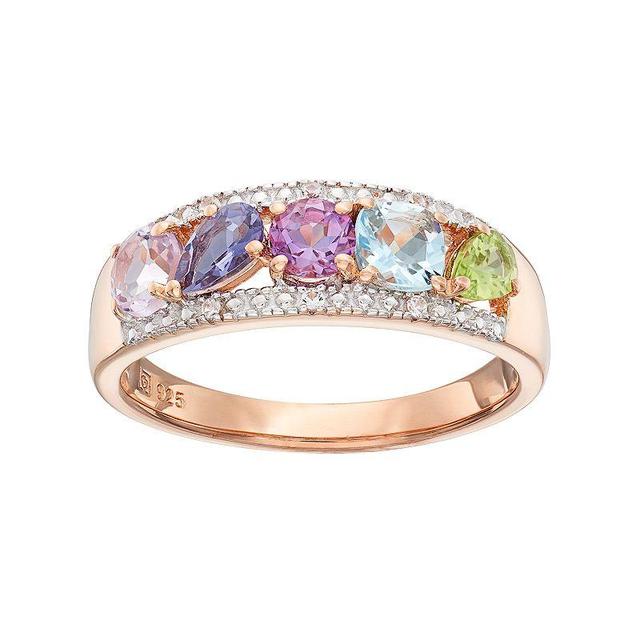 14k Rose Gold Over Silver Gemstone Ring, Womens Multicolor Product Image