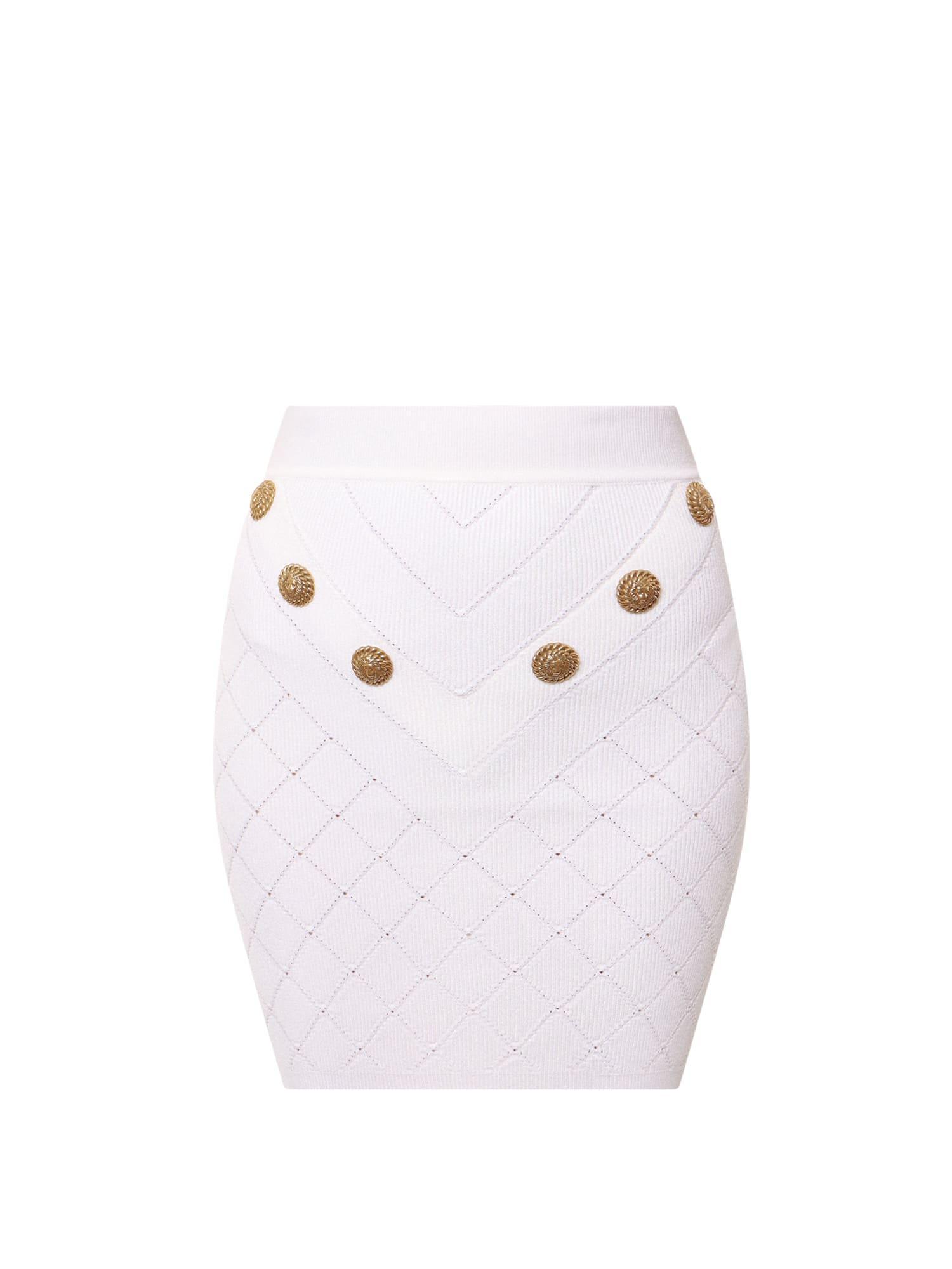 BALMAIN Button-embellishment Knitted Miniskirt In White Product Image