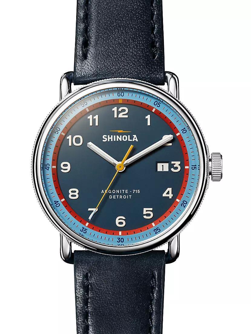 Canfield Model C Blue Stainless Steel & Leather Watch/43MM Product Image