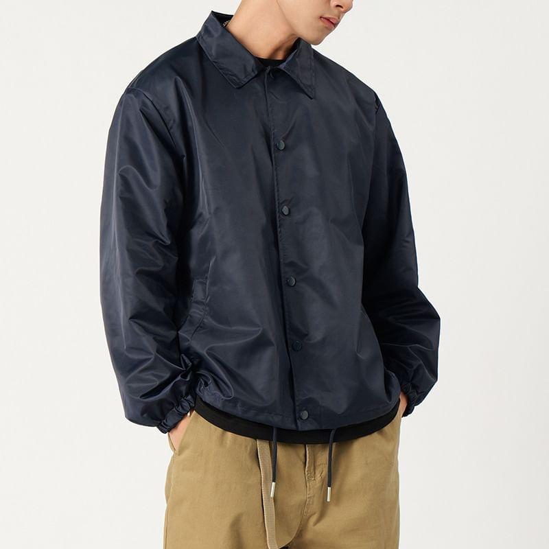 Plain button-Up Shirt Jacket Product Image