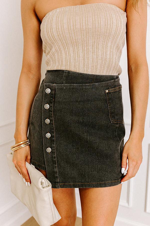 The Tilly Denim Mini Skirt in Vintage Black Product Image