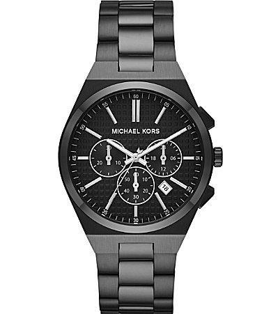 Mens Lennox Black Stainless Steel Chronograph Bracelet Watch Product Image