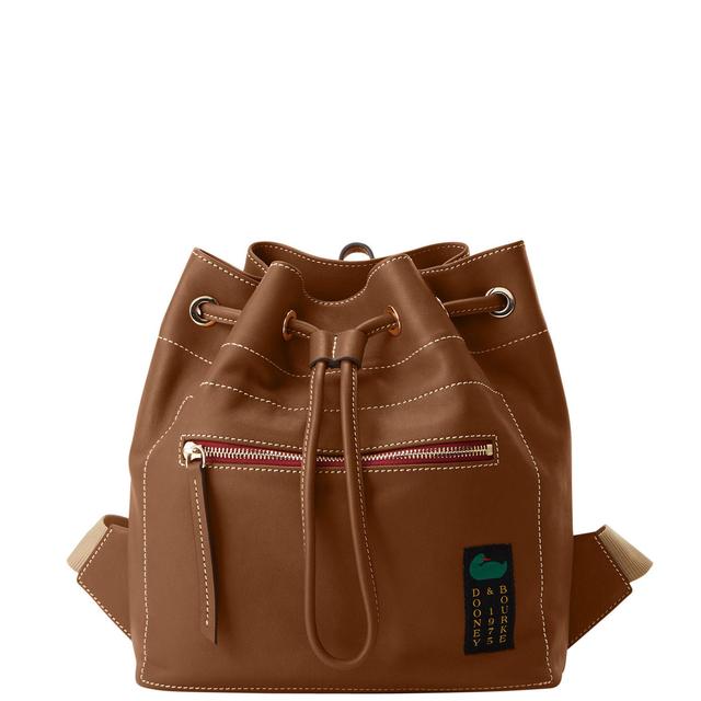 Dooney & Bourke Womens Penrose 2 Drawstring Leather Backpack in Brown Product Image