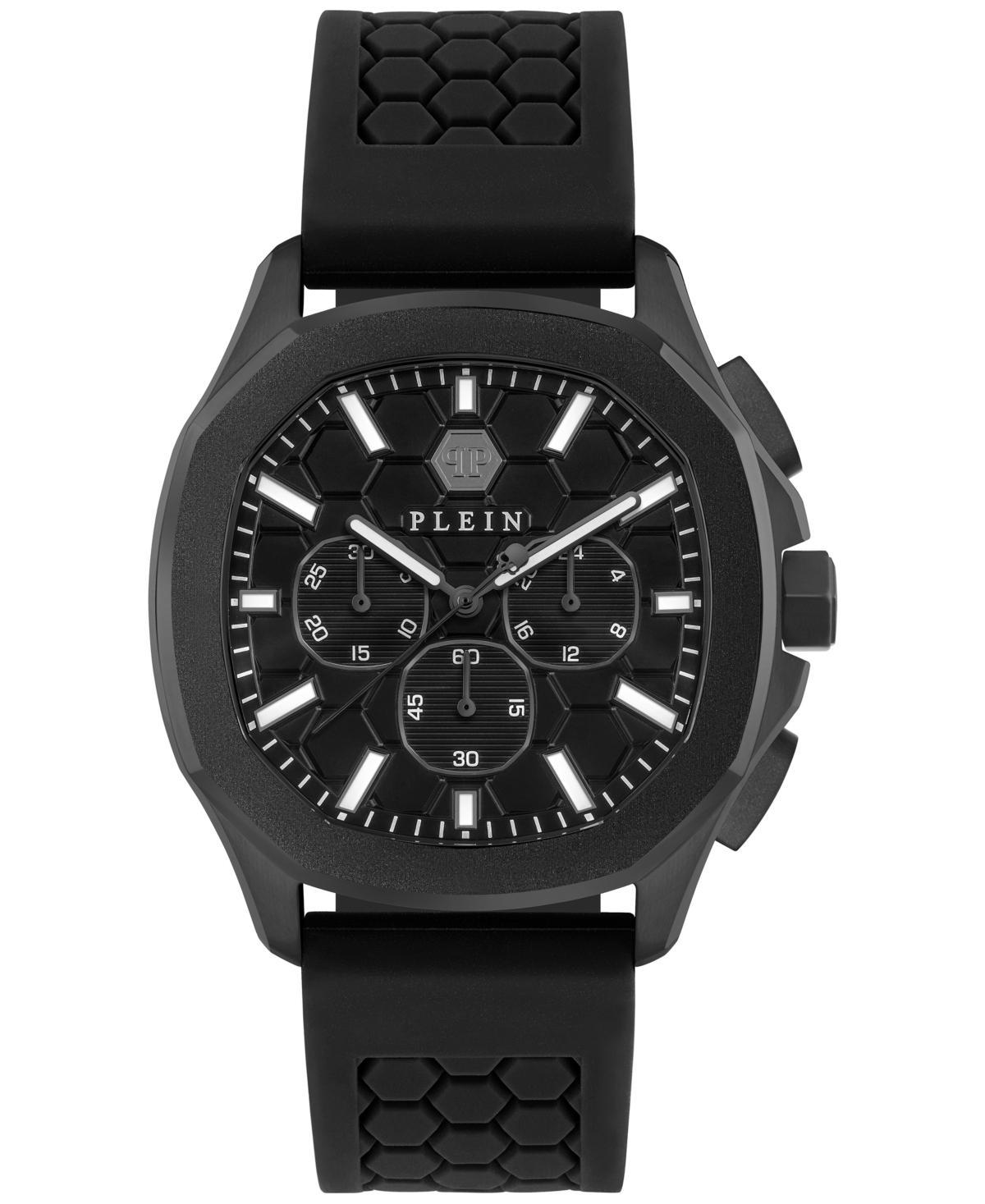 Philipp Plein Mens Chronograph Spectre Black Silicone Strap Watch 44mm Product Image