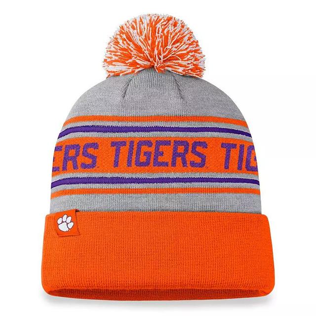 Mens Top of the World Heather Gray Clemson Tigers Frigid Cuffed Knit Hat with Pom Product Image