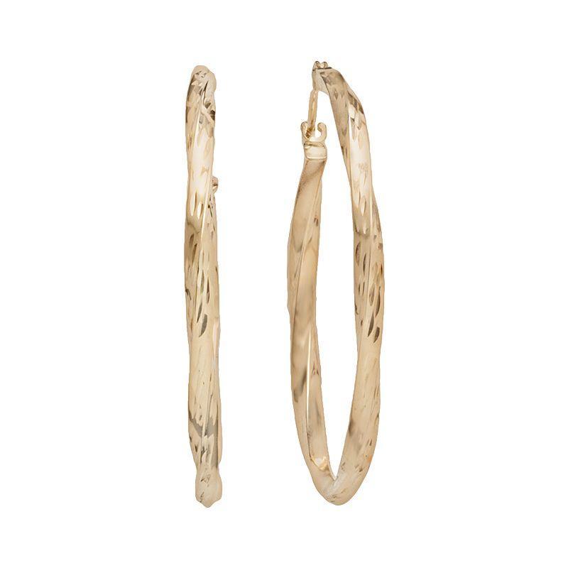 10k Gold Twist Hoop Earrings, Womens, Yellow Product Image